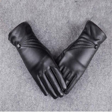 Luxurious PU Leather Gloves For Women Girl Warm Touch Screen Cashmere Full Finger Gloves guantes mujer IMY66