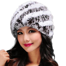 Luxury Women's Genuine Real Knitted Rex Rabbit Fur Hats Handmade Lady Warm Caps Female Beanies Headgear IMY66