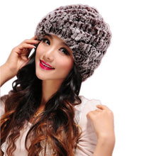 Luxury Women's Genuine Real Knitted Rex Rabbit Fur Hats Handmade Lady Warm Caps Female Beanies Headgear IMY66