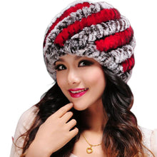 Luxury Women's Genuine Real Knitted Rex Rabbit Fur Hats Handmade Lady Warm Caps Female Beanies Headgear IMY66