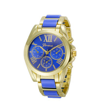 Luxury Watch Women Men Geneva Roman Numeral Gold Plated Metal Band Watches relogio feminino relogio masculino IMY66