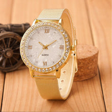 Luxury Watches Women Ladies Crystal Rhinestone Roman Numerals Gold Mesh Band Wrist Watch montre femme Clock IMY66