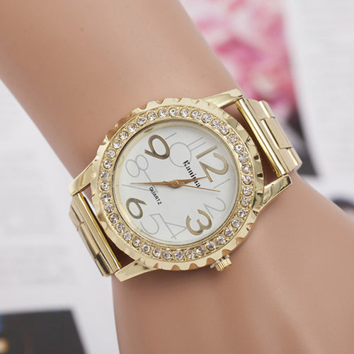 Luxury Women Men Watch Crystal Rhinestone Alloy Stainless Steel Analog Quartz Wrist Watch relogio feminino Clock IMY66