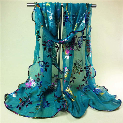 Luxury Women Vintage Scarf Colorful Flower Lace Gauze Veil Wrap Scarf Wraps Scarves Shawls Stoles IMY66