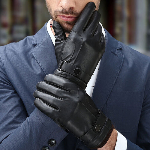 Luxury Men Thermal Gloves Sports PU Leather Phone Touch Screen Gloves Touch Screen Gloves Mittens guantes mujer IMY66
