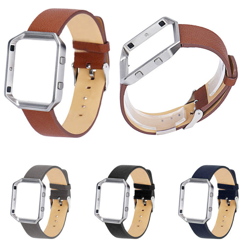 Luxury PU Leather Watch band Wrist strap+Metal Frame For Fitbit Blaze Smart Watch Wristband Replacement Accessories IMY66