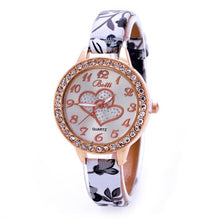 Luxury Rhinestones bracelet Dress watches Women Love Heart PU Leather Strap Quartz Wrist Watch relojes mujer IMY66