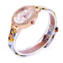 Luxury Rhinestones bracelet Dress watches Women Love Heart PU Leather Strap Quartz Wrist Watch relojes mujer IMY66