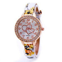 Luxury Rhinestones bracelet Dress watches Women Love Heart PU Leather Strap Quartz Wrist Watch relojes mujer IMY66