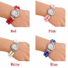 Luxury Watches Women Beautiful Golden Faux Pearl Bracelet Quartz Wrist Watch Dress Watch High Quanlity relogios feminino IMY66