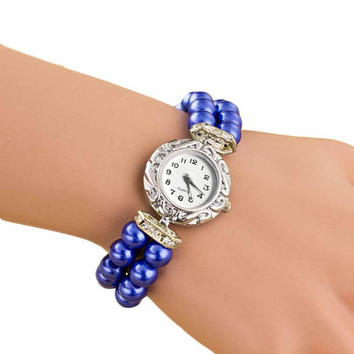 Luxury Watches Women Beautiful Golden Faux Pearl Bracelet Quartz Wrist Watch Dress Watch High Quanlity relogios feminino IMY66