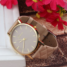 Luxury gold Geneva Women watch Geneva PU Leather Casual Quartz dress Watches Beige Reloj clock relojesest watch IMY66