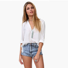 M-XXL Women Leisure Loose Long Sleeve Chiffon Tops Mujeres blusa de Gasa sueltas de ocio Shirt IMY66