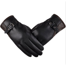 Men Thermal Sports PU Leather Gloves Belt Touch Screen Gloves Mittens Cashmere Gloves For Men IMY66