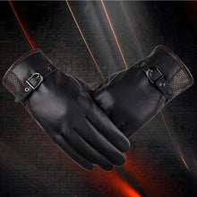 Men Thermal Sports PU Leather Gloves Belt Touch Screen Gloves Mittens Cashmere Gloves For Men IMY66
