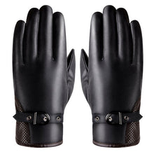 Men Thermal Sports PU Leather Gloves Belt Touch Screen Gloves Mittens Cashmere Gloves For Men IMY66