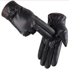 Men Thermal Sports PU Leather Gloves Belt Touch Screen Gloves Mittens Cashmere Gloves For Men IMY66