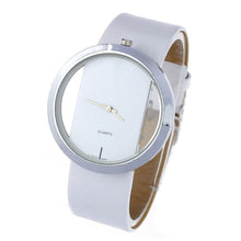 Men's Women PU Leather Watch Simple Big Dial Transparent Hollow Quartz Wrist Watch relogio masculino Relogio Feminino IMY66