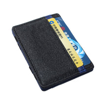 Mens transverse Faux Leather Magic Pas Cover Credit Card Money Holder Clip Wallet IMY66