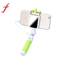 Mini 14CM Wired Handheld Extendable Holder Fold Mirror Self-portrait Selfie Stick Holder For Smartphone IMY66