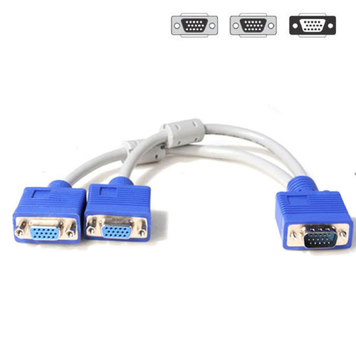 1 To 2 VGA SVGA Monitor Y Splitter Cable Lead 15 Pin 0.3M for Computer PC IMY66
