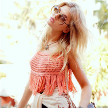 Women Halter Neck Tops Sexy Crochet Knit Crop Top Cropped Lace Camisole Backless Crochet Top tops femme IMY66