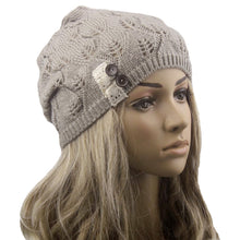 Hat For Women Leaves solid color Button Hollow Out knitted Hat Cap Female Skullies Bonnet femme IMY66