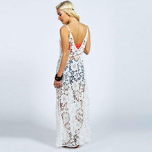 Women Boho Sexy Lace Hollow Spaghetti Strap Dress Party Long Maxi Dress Beach Dresses Lace vestidos IMY66