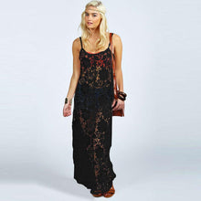 Women Boho Sexy Lace Hollow Spaghetti Strap Dress Party Long Maxi Dress Beach Dresses Lace vestidos IMY66