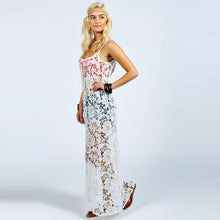 Women Boho Sexy Lace Hollow Spaghetti Strap Dress Party Long Maxi Dress Beach Dresses Lace vestidos IMY66
