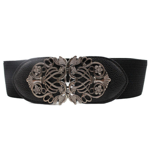 Alloy Flower Vintage Belt For Women Lady Wide Elastic Belt Waistband for Apparel Accessories IMY66