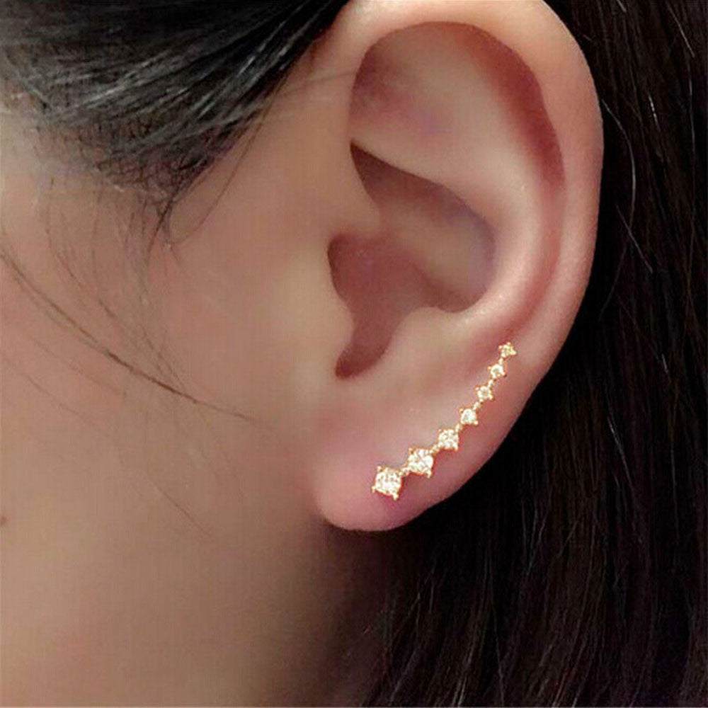 Women Elegant Crystal Rhinestone Ear Stud Earrings IMY66