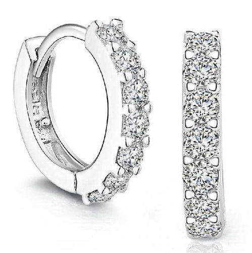 925 Sterling Silver Bling Rhinestones Hoop for Women IMY66