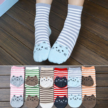 3D Animals Striped Cartoon Socks Women Cat Footprints Cotton Socks Floor IMY66
