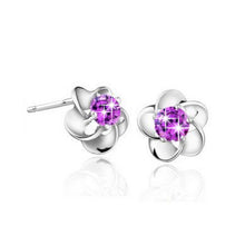Rose Flower Shaped Austrian Crystal Stud Earrings for Women Ladies IMY66