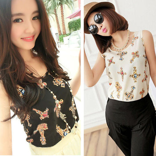 Women Casual Chiffon Sleeveless Shirt Cross Blouse Vest Tank Tops IMY66