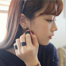 Womens Punk Cool Black Metal 3Pcs Simple Knuckle Rings Set IMY66