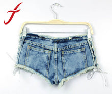 Sexy Women Denim Jeans Shorts Short Low Waist Side Straps IMY66