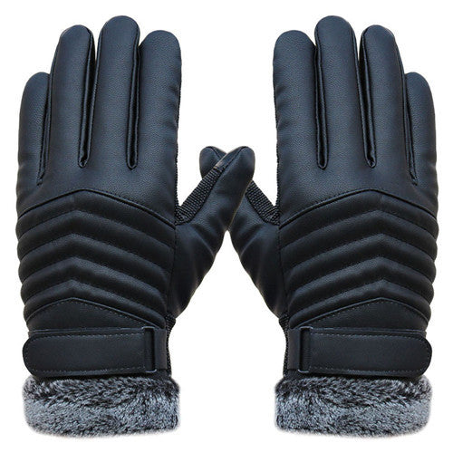 Anti Slip Men Thermal s Faux Leather Touch Screen Gloves Mittens Cashmere Bow IMY66