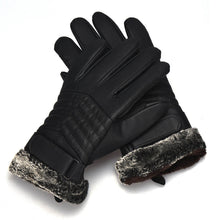 Anti Slip Men Thermal s Faux Leather Touch Screen Gloves Mittens Cashmere Bow IMY66