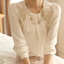 Women Lady Vintage Chiffon Long Sleeve Sheer Tops Lace Shirt Blouse Low Price IMY66