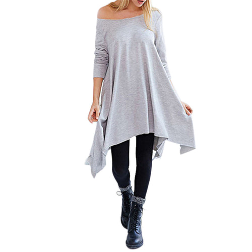 Sexy Dress robe femme vestidos Plus Size Women Loose Long Sleeves Irregular Boho Dress Design IMY66