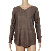 Vintage Womens Casual V Neck Long Sleeve Knitted Sweaters Pullover Loose Jumper Pull Femme IMY66