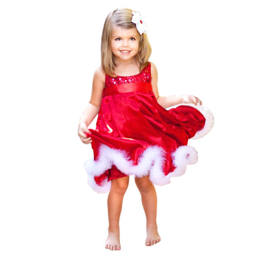 Baby Girls Kids Party Red Dress Sequin Paillette Tutu Dresses children clothing party xmas IMY66