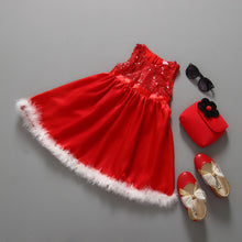 Baby Girls Kids Party Red Dress Sequin Paillette Tutu Dresses children clothing party xmas IMY66