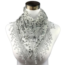 Lady Lace Scarf Tassel Sheer Metallic Women Triangle Bandage Floral scarves Shawl IMY66