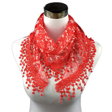 Lady Lace Scarf Tassel Sheer Metallic Women Triangle Bandage Floral scarves Shawl IMY66