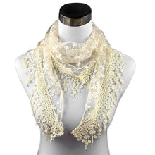Lady Lace Scarf Tassel Sheer Metallic Women Triangle Bandage Floral scarves Shawl IMY66