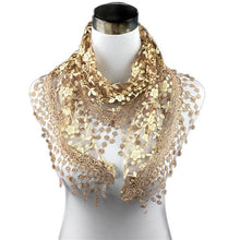 Lady Lace Scarf Tassel Sheer Metallic Women Triangle Bandage Floral scarves Shawl IMY66
