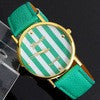 Casual Dress Watches suitable Stripes Watch PU Leather Woman Man Quartz Wrist Watches Geneva Girls Clocks relogios IMY66
